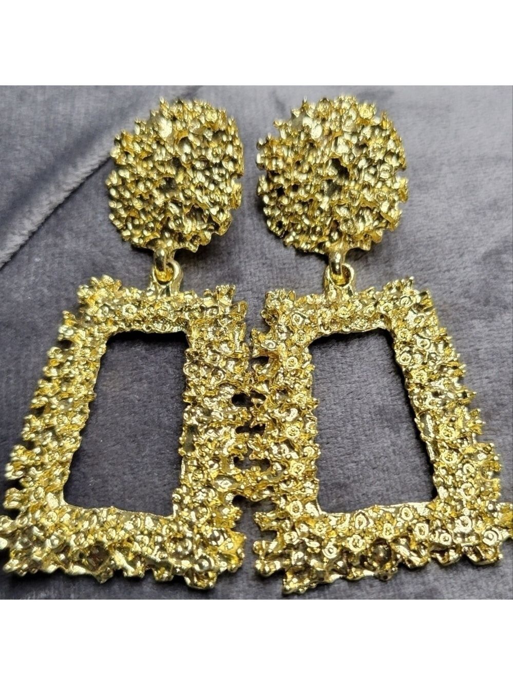 Gold Coral Textured Earrings